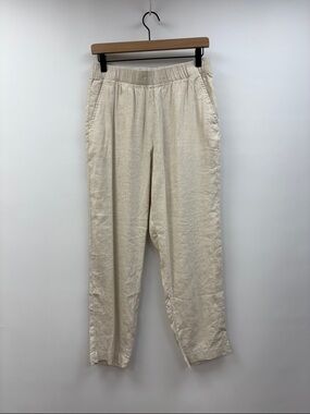 NWT Ann Taylor LOFT Linen Blend Pull-On Tapered Pant Boho Neutral Beige Small